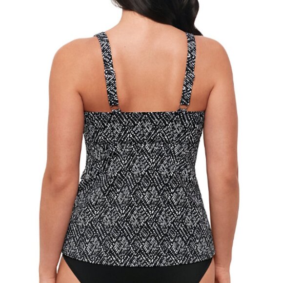 Swim Solutions Abstract Diamonds Triple Tier Tankini Swim Top NWT Sz 12 - Picture 3 of 10